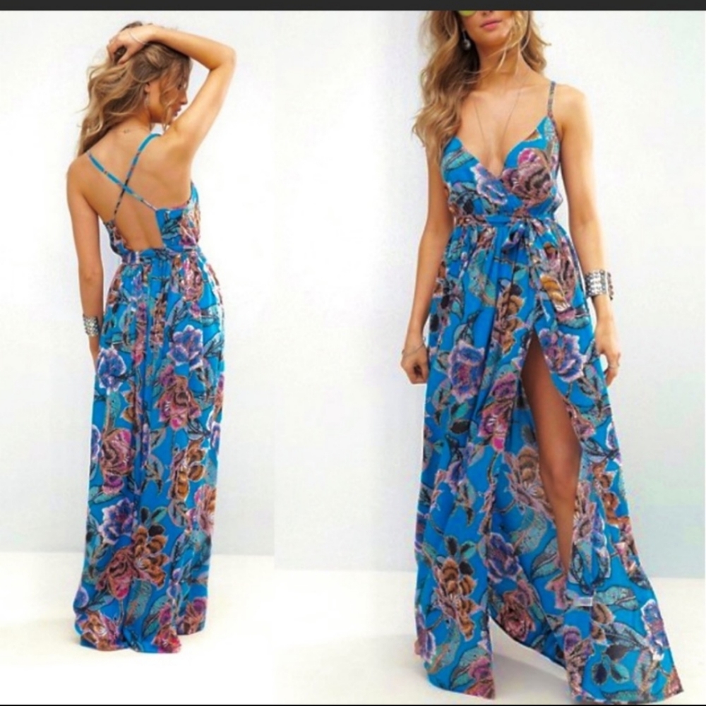Wrap Floral Maxi beach dress